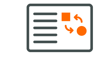 A drawing of a map on which a circle and a square are connected by arrows