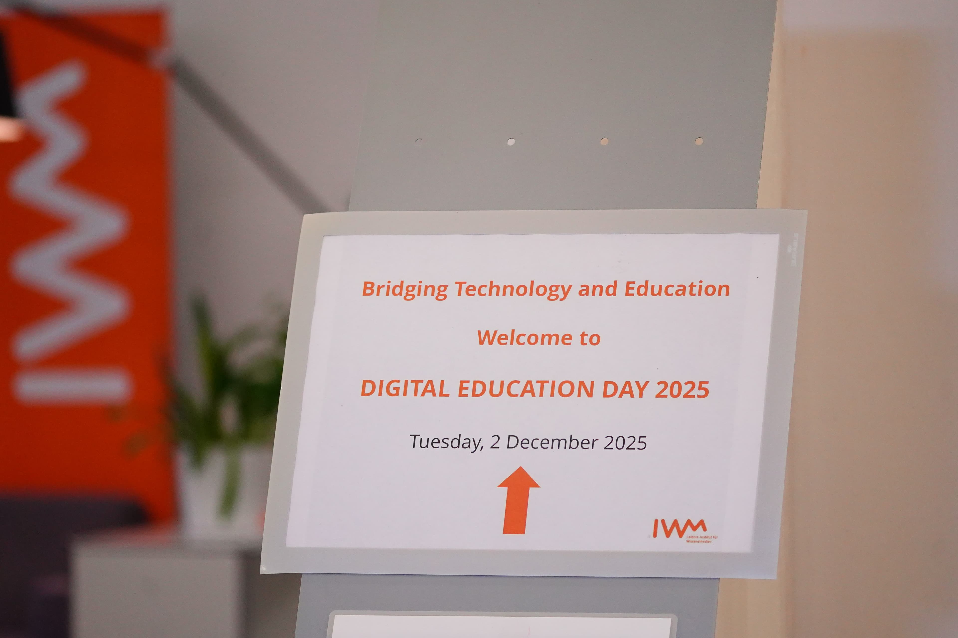 The welcome sign at Digital Education Day 2025 at the IWM in Tübingen